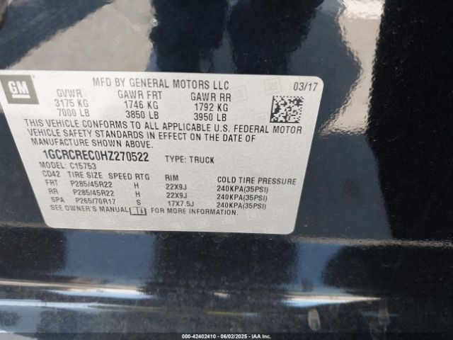 2017 CHEVROLET SILVERADO 1500 1GCRCREC0HZ270522 Photo 8