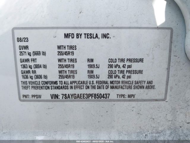 2023 TESLA MODEL Y 7SAYGAEE3PF850437 Photo 8