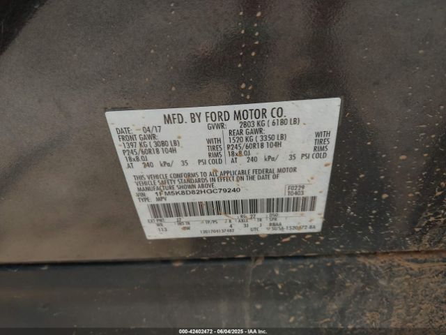 2017 FORD EXPLORER 1FM5K8D82HGC79240 Photo 8