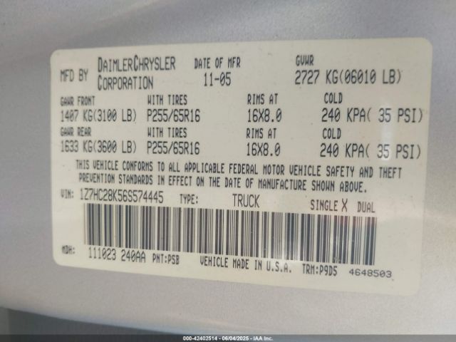 2006 MITSUBISHI RAIDER 1Z7HC28K56S574445 Photo 8