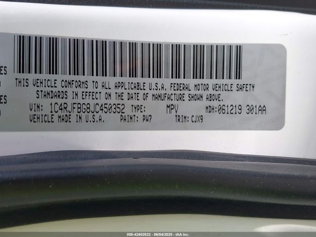 1C4RJFBG8JC450352 Jeep Grand Cherokee Limited 4x4