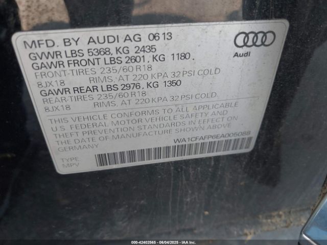 WA1CFAFP6EA005088 Audi Q5 2.0t Premium