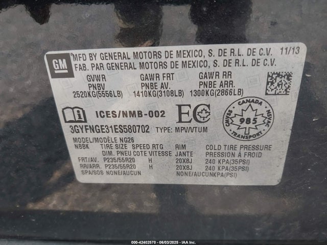 2014 CADILLAC SRX 3GYFNGE31ES580702 Photo 8