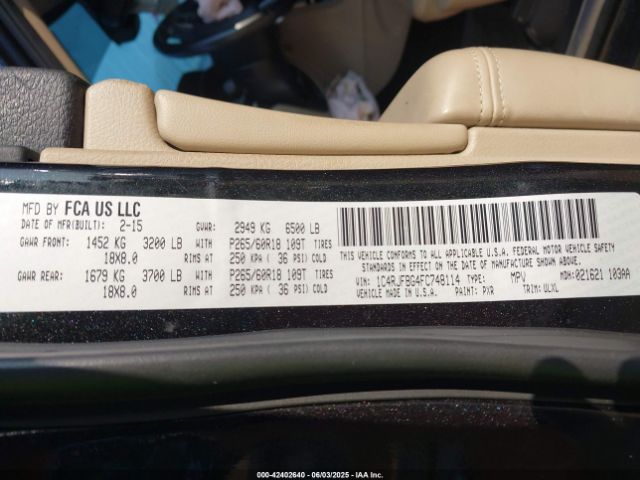2015 JEEP GRAND CHEROKEE 1C4RJFBG4FC748114 Photo 8