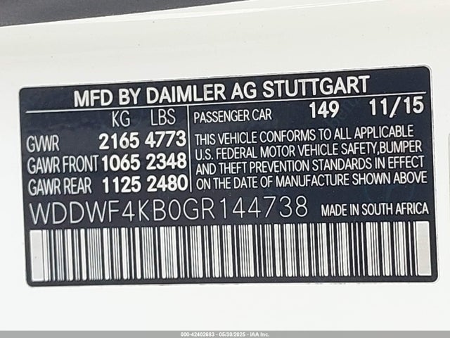 WDDWF4KB0GR144738 Mercedes-Benz C 300 4matic/luxury 4matic/sport 4matic