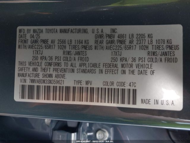2025 MAZDA CX-50 7MMVABDM3SN359621 Photo 8
