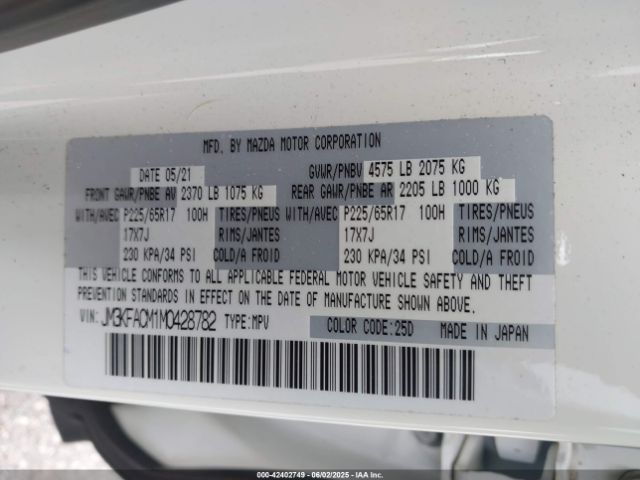 2021 MAZDA CX-5 JM3KFACM1M0428782 Photo 8
