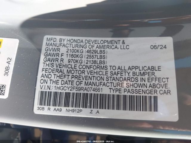 2024 HONDA ACCORD 1HGCY2F59RA074661 Photo 8