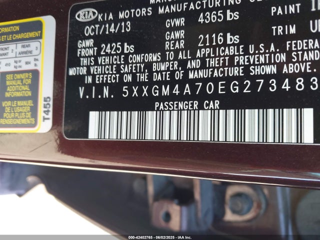 5XXGM4A70EG273483 KIA dohc gdi theta ii