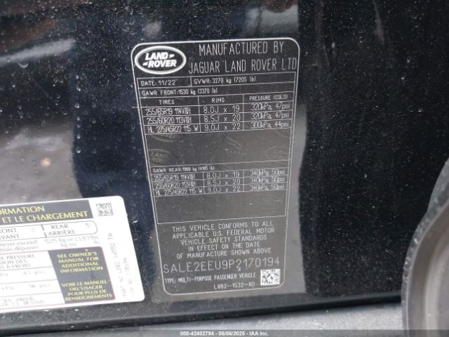 2023 LAND ROVER DEFENDER SALE2EEU9P2170194 Photo 8