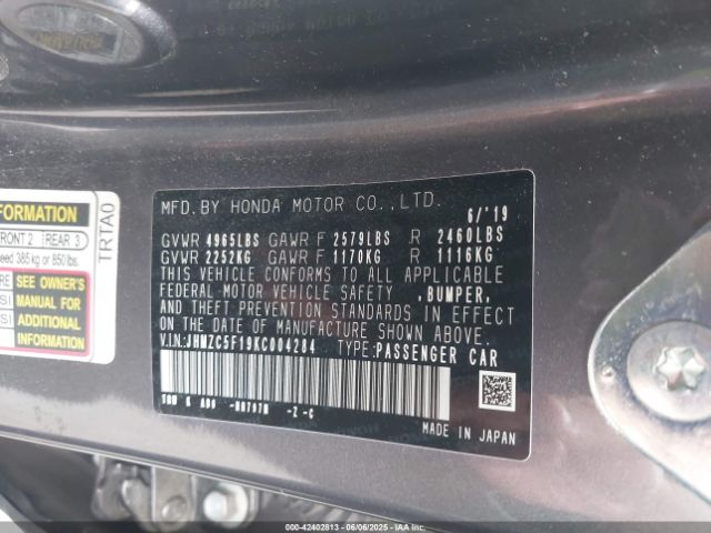JHMZC5F19KC004284 Honda leb3(h4)