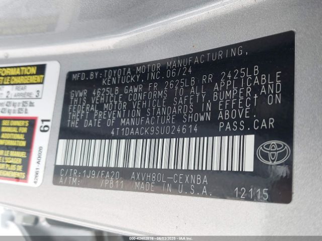 4T1DAACK9SU024614 Toyota CAMRY LE