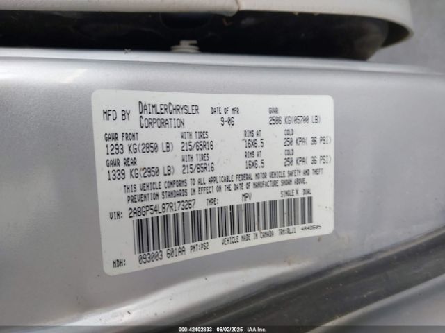 2007 CHRYSLER TOWN & COUNTRY 2A8GP54L87R173267 Photo 8