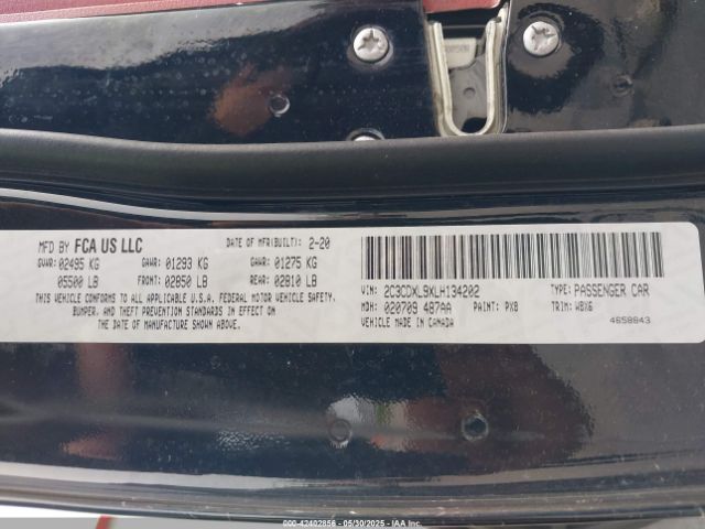 2C3CDXL9XLH134202 Dodge Charger Srt Hellcat Rwd