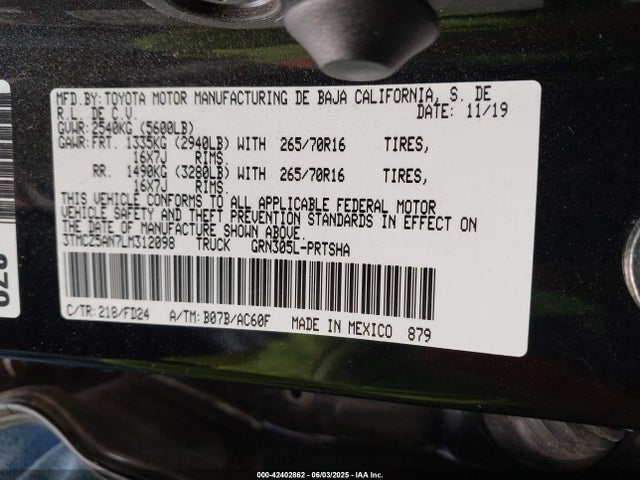 3TMCZ5AN7LM312098 Toyota 2gr-fks