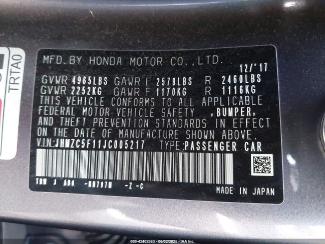 2018 HONDA CLARITY PLUG-IN HYBRID JHMZC5F11JC005217 Photo 8