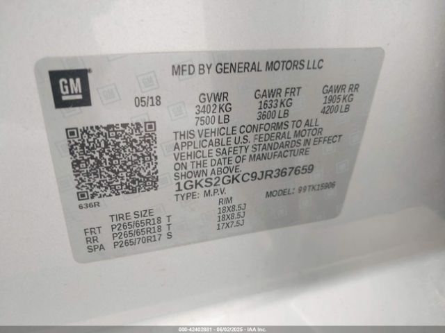 2018 GMC YUKON XL 1GKS2GKC9JR367659 Photo 8