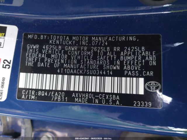 4T1DAACK7SU034414 Toyota CAMRY SE