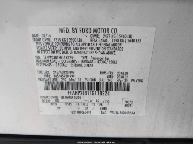 1FAHP2J81FG118224 Ford 2015