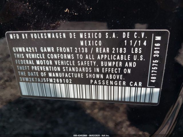 2015 VOLKSWAGEN JETTA 3VW2K7AJ5FM269102 Photo 8