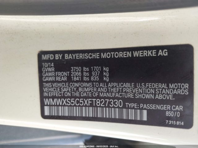 2015 MINI HARDTOP WMWXS5C5XFT827330 Photo 8