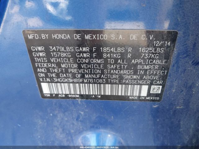 3HGGK5H89FM761083 Honda Fit Ex/ex-l