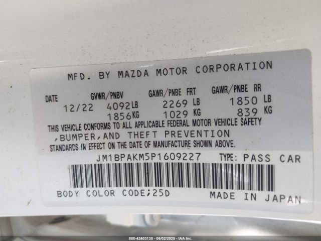 2023 MAZDA MAZDA3 JM1BPAKM5P1609227 Photo 8