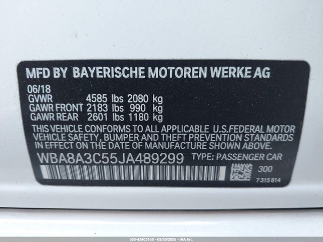 BMW 2018 2018 WBA8A3C55JA489299 Image 9