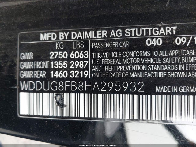 WDDUG8FB8HA295932 Mercedes-Benz S-Class