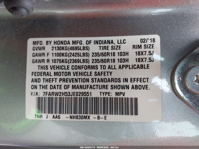 7FARW2H53JE029551 Honda l15be