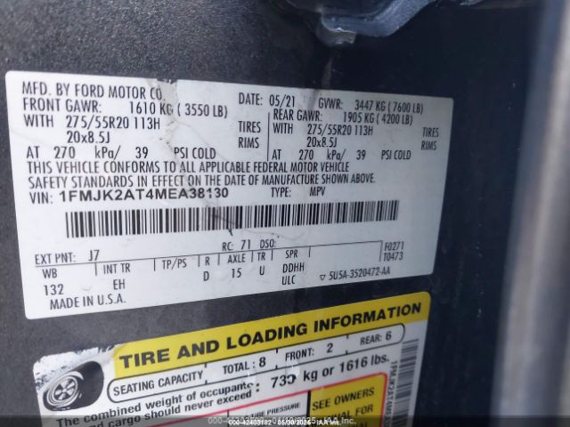 1FMJK2AT4MEA38130 Ford Expedition Limited Max