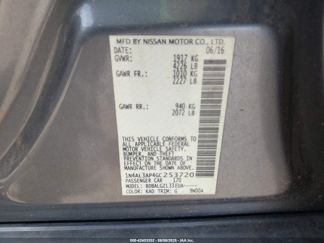 1N4AL3AP4GC253720 Nissan 2016