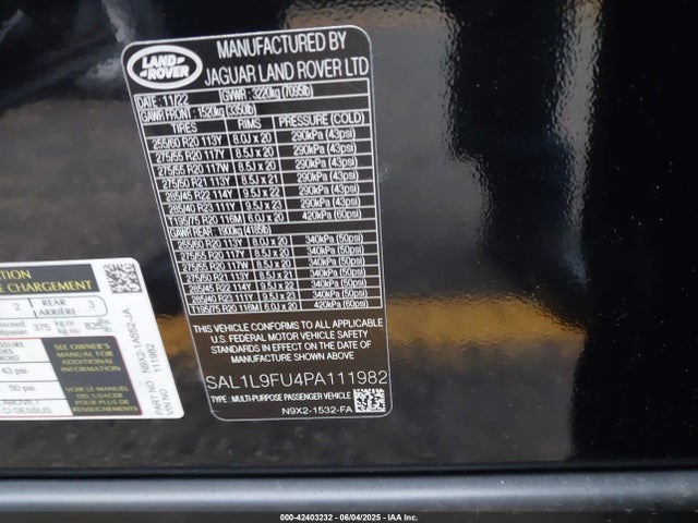 SAL1L9FU4PA111982 Land Rover aj20p6