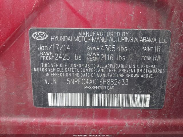 5NPEC4AC1EH882433 Hyundai Sonata Limited