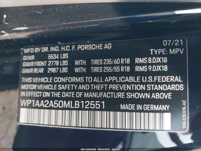 2021 PORSCHE MACAN WP1AA2A50MLB12551 Photo 8