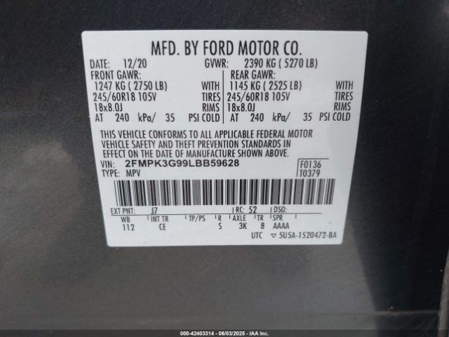 2020 FORD EDGE 2FMPK3G99LBB59628 Photo 8