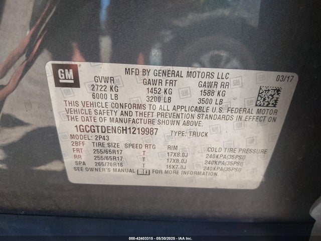 1GCGTDEN6H1219987 Chevrolet Colorado Z71