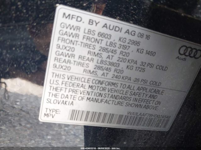 2017 AUDI Q7 WA1LAAF78HD024548 Photo 8