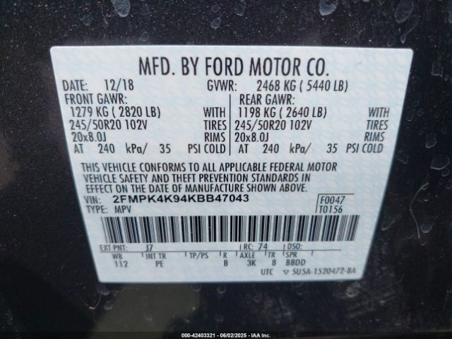 2019 FORD EDGE 2FMPK4K94KBB47043 Photo 8