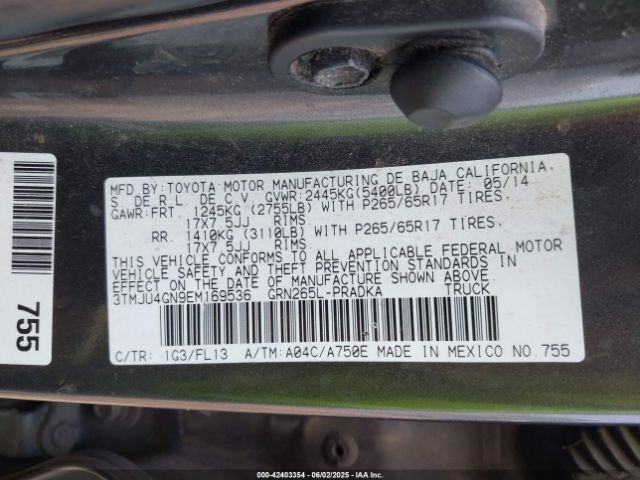 3TMJU4GN9EM169536 Toyota Tacoma Prerunner V6