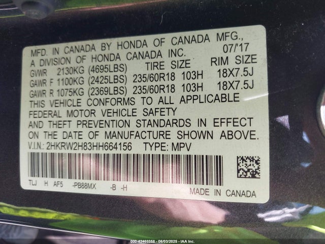 2HKRW2H83HH664156 Honda l15be