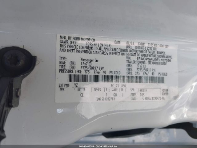 1FADP5AU9FL107556 Ford C-max Hybrid Se