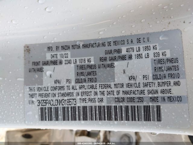 2022 MAZDA MAZDA3 3MZBPACL0NM318573 Photo 8