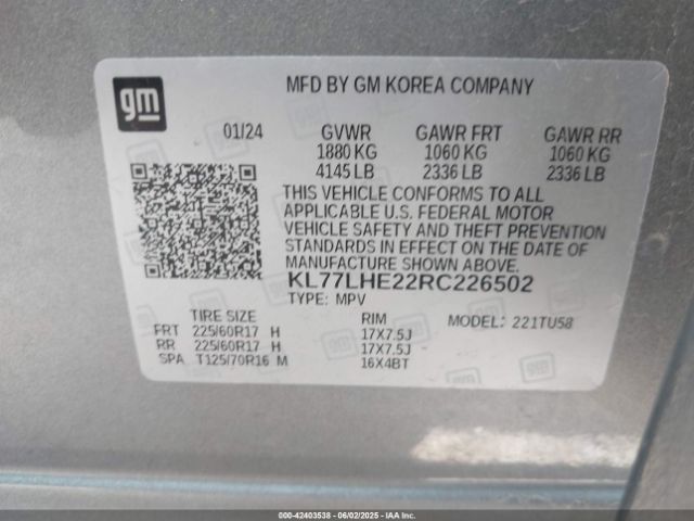 2024 CHEVROLET TRAX KL77LHE22RC226502 Photo 8