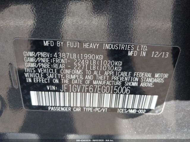 2014 SUBARU IMPREZA WRX JF1GV7F67EG015006 Photo 8
