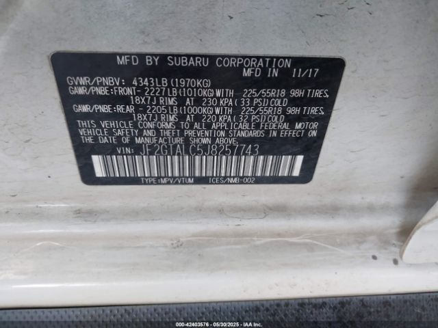 2018 SUBARU CROSSTREK JF2GTALC5J8257743 Photo 8