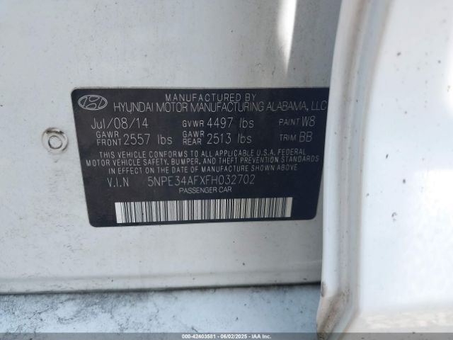 5NPE34AFXFH032702 Hyundai Sonata Sport