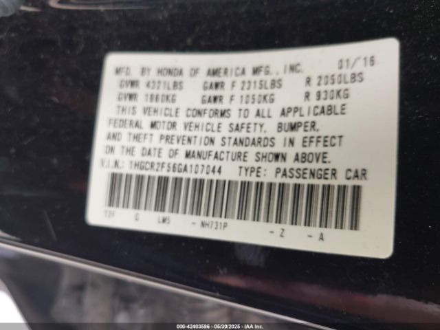 1HGCR2F56GA107044 Honda Accord Sport