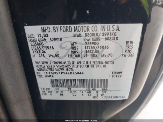2004 FORD F-250 1FTNX21P24EB75044 Photo 8