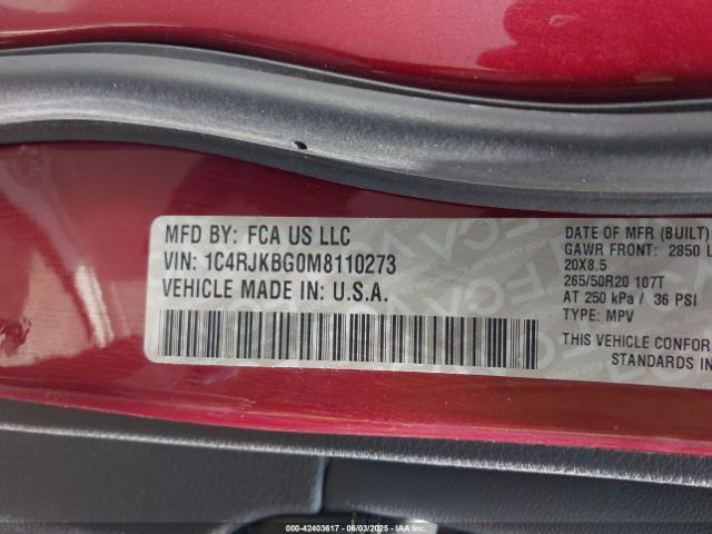 2021 JEEP GRAND CHEROKEE L 1C4RJKBG0M8110273 Photo 8